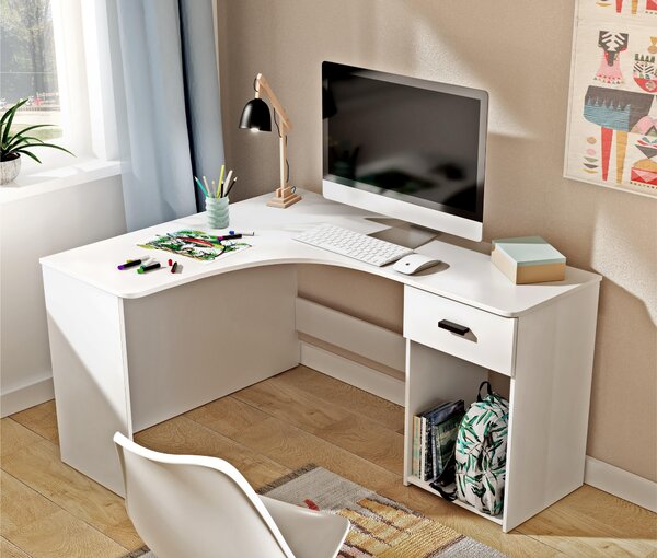 Kutni PC stolić Cornello (bijela)