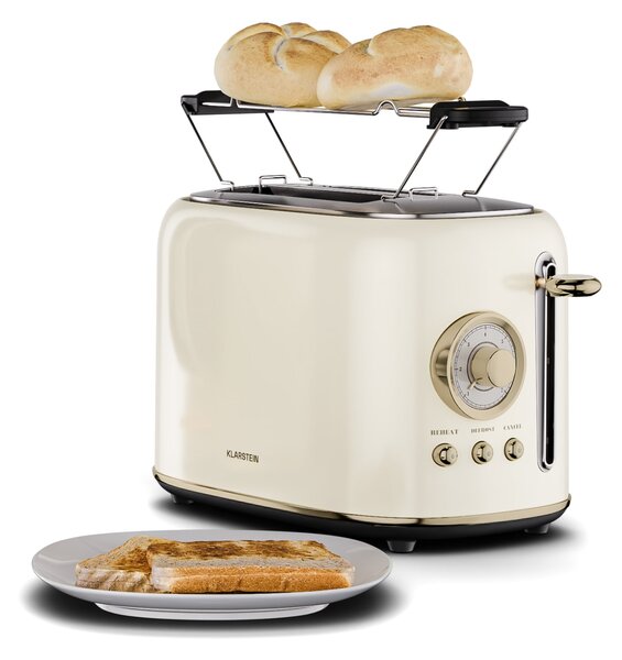 Klarstein Toster Victoria | Toster za 2 kriške | 800 W | 7 razina pečenja | Grijač peciva