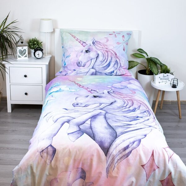 Pamučna dječja posteljina za krevet za jednu osobu 140x200 cm Unicorn "Pastel Rainbow" – Jerry Fabrics