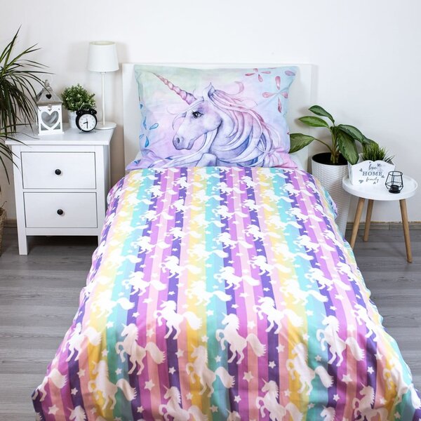 Pamučna dječja posteljina za krevet za jednu osobu 140x200 cm Unicorn "Pastel Rainbow" – Jerry Fabrics