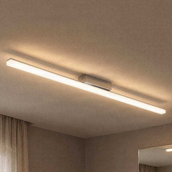 Lindby LED kupaonska stropna svjetiljka Levke, 116 cm, prigušiva, IP44, prigušiva, Bijela, kupaonica, Plastika
