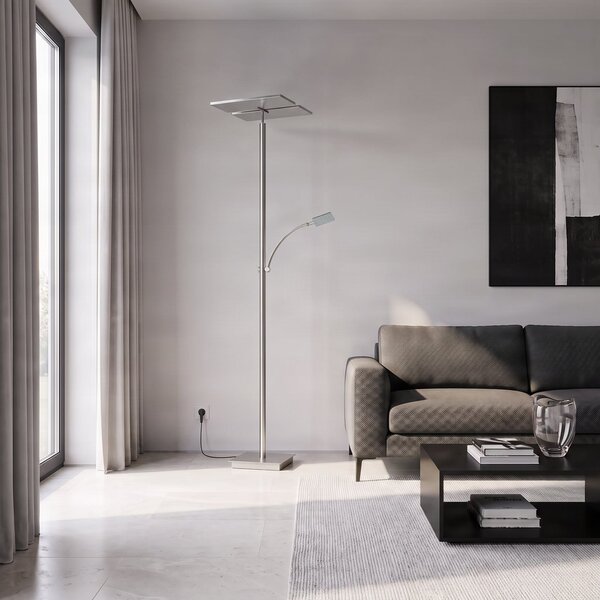 Podne Lampa Lucande, Parthena, prigušiv, Sivo, Dnevna soba, Metal, Moderan