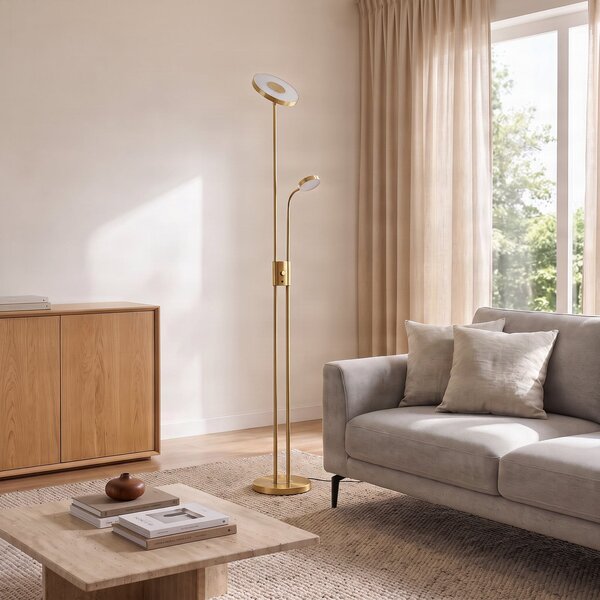 Podne Lampa Lindby, Seppa, prigušiv, Zlato / mjed, Dnevna soba, Metal, Moderan