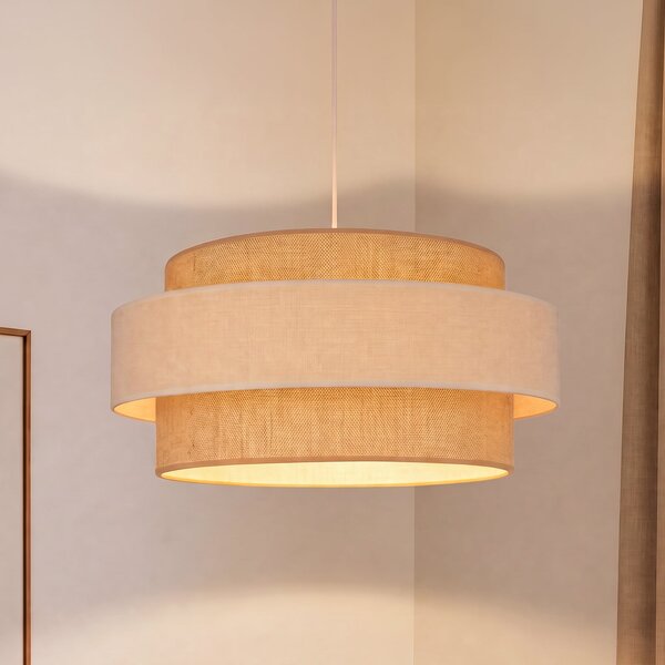 Duolla Prostorna viseća lampa, bež/krem, jednolampa, tkanina, E27, Bež, spavaća soba, Tkanina / tekstil