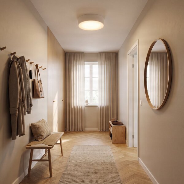TEMAR LIGHTING Cleo stropna svjetiljka, Ø 30 cm, IP20, bijela, metalna, E27, prigušiva, Bijela, Dnevni boravak/blagovaonica, Metal