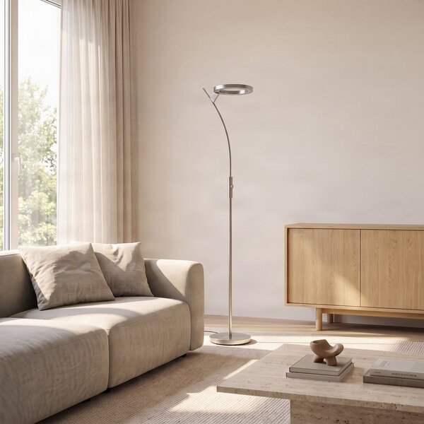 Podne Lampa Lindby, Darion, prigušiv, Sivo, Dnevna soba, Metal, Moderan
