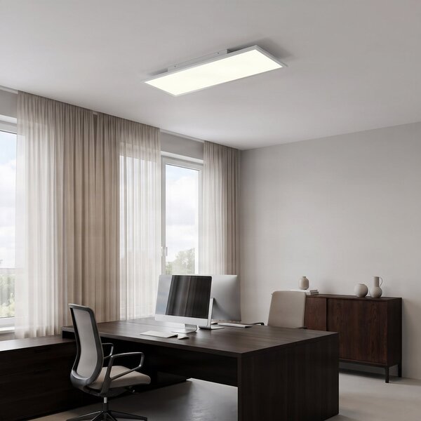 Lindby LED panel Quais, 80 x 30 cm, bijela, metal, 4.000K, Bijela, Kuhinja, Aluminij