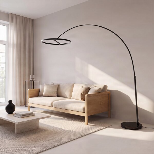 Podne Lampa Lucande, Virvera, Crno, Dnevna soba, Metal, Moderan
