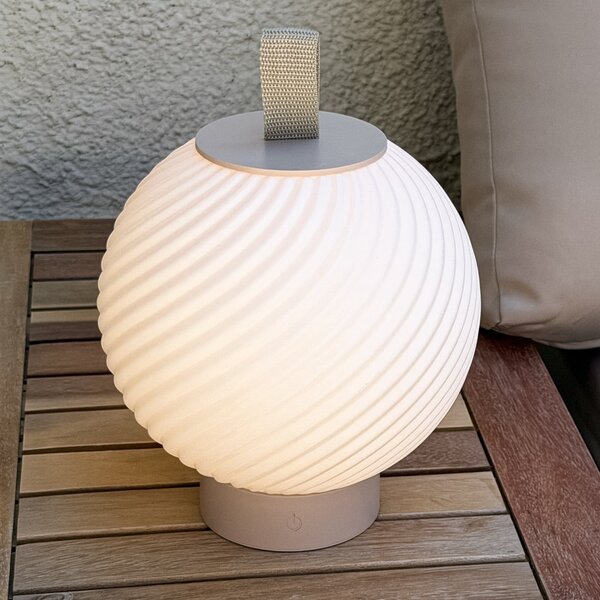 Briloner Brilo Unplugged Globe punjiva LED stolna lampa, bež/bijela, IP44, prigušiva, Bež, Područje hodnika, Plastika
