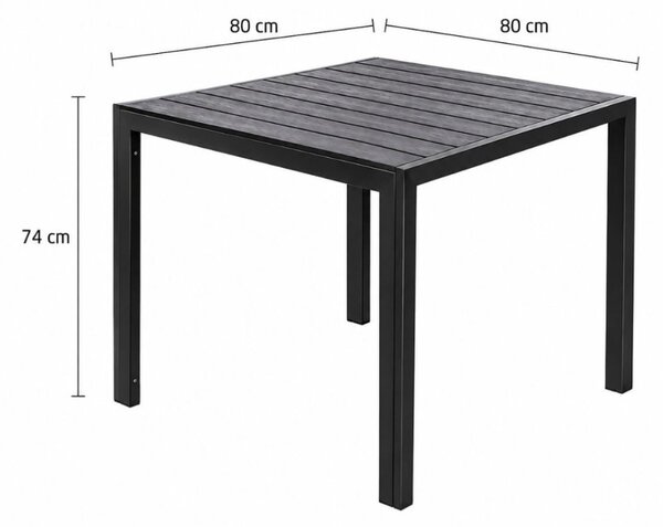 Aluminijski vrtni set za 4 osobe s pločom stola u dekoru drveta
