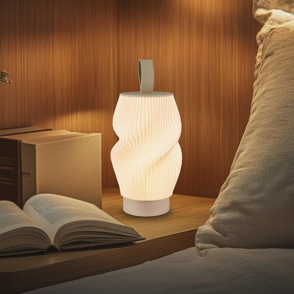 Briloner Brilo unplugged Tubi LED punjiva stolna lampa, bež/bijela, IP44, prigušiva, Bež, spavaća soba, Plastika