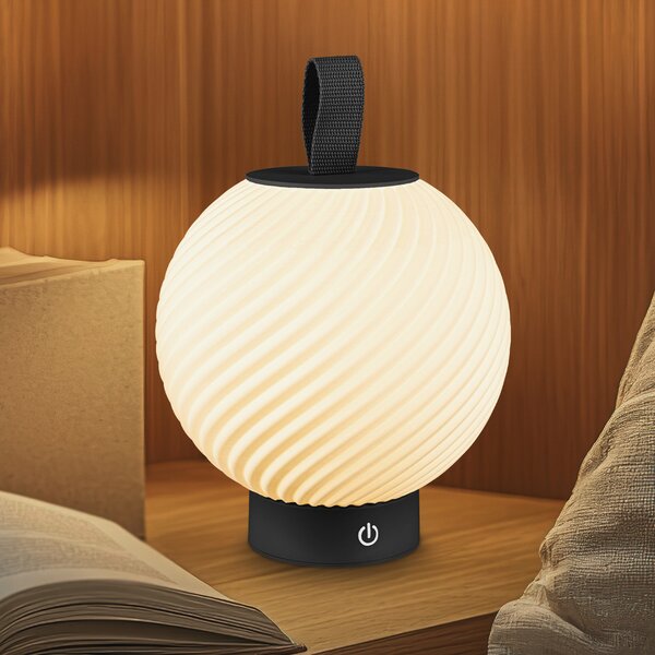 Briloner Brilo Unplugged Globe LED punjiva stolna lampa, crna/bijela, IP44, prigušiva, Crno, Područje hodnika, Plastika