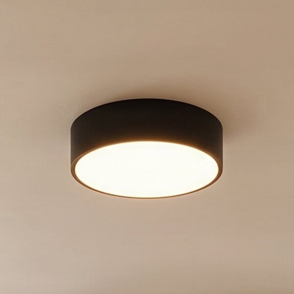 TEMAR LIGHTING Stropna svjetiljka Cleo 300, IP54, Ø 30 cm crna, prigušiva, Crno, Dnevni boravak/blagovaonica, Metal
