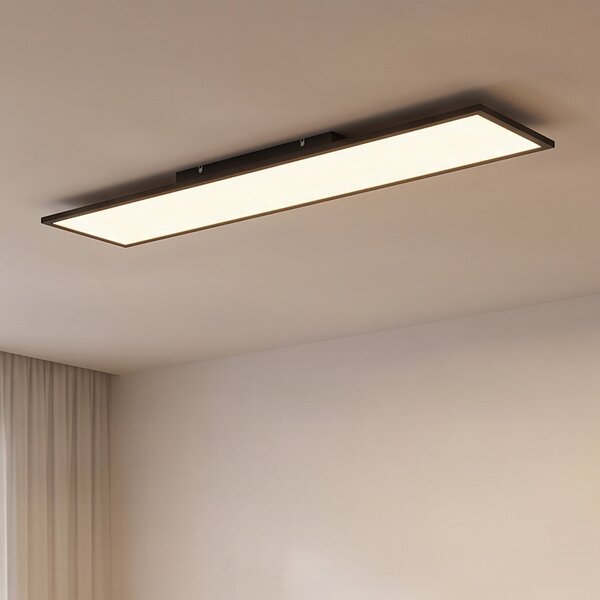 Lindby LED panel Lamin, crni, 120cm, CCT, dimable, daljinski, prigušiva, Crno, Dnevni boravak/blagovaonica, Metal
