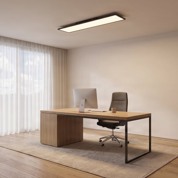 Lindby LED panel Lamin, crni, 120cm, CCT, dimable, daljinski, prigušiva, Crno, Dnevni boravak/blagovaonica, Metal