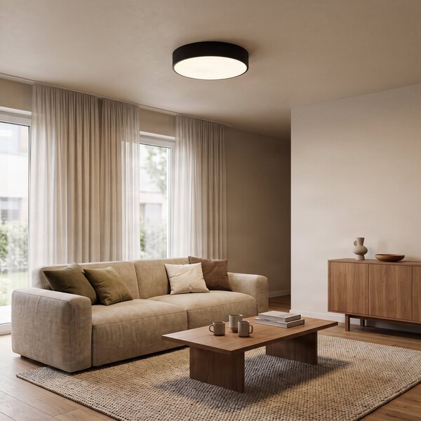 TEMAR LIGHTING Cleo stropna svjetiljka, Ø 40 cm, IP20, crna, metalna, E27, prigušiva, Crno, Dnevni boravak/blagovaonica, Metal