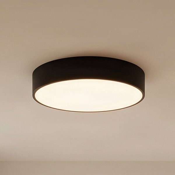 TEMAR LIGHTING Stropna svjetiljka Cleo 400, crna, senzor, IP20, Ø 40 cm, metalna, Crno, Dnevni boravak/blagovaonica, Metal
