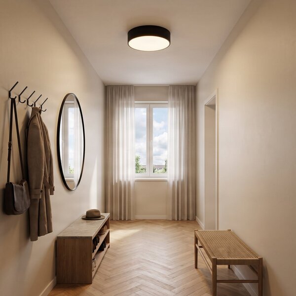 TEMAR LIGHTING Cleo stropna svjetiljka, Ø 30 cm, IP20, crna, metalna, E27, prigušiva, Crno, Dnevni boravak/blagovaonica, Metal