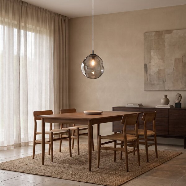 TK Lighting Staklena viseća svjetiljka Sol, Ø 35 cm, crna/dimno siva, prigušiva, Providna, Dnevni boravak/blagovaonica, Staklo