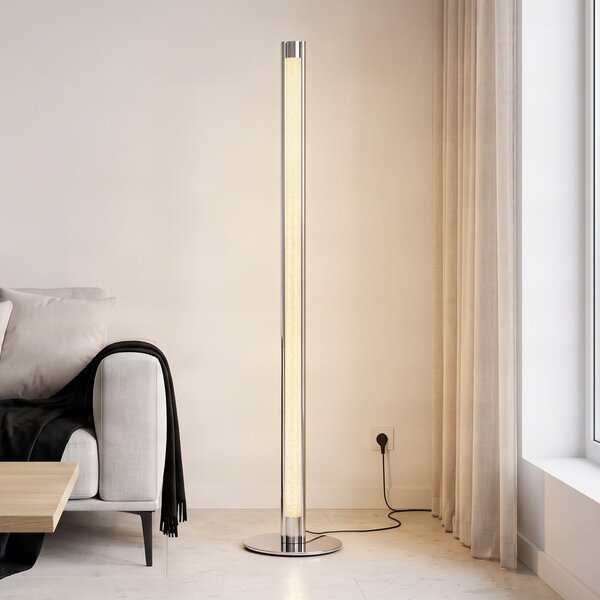 Lindby LED podna lampa Hadis, RGB, daljinski upravljač, bijela, 120 cm, prigušiva, Metalik, Dnevni boravak/blagovaonica, Plastika