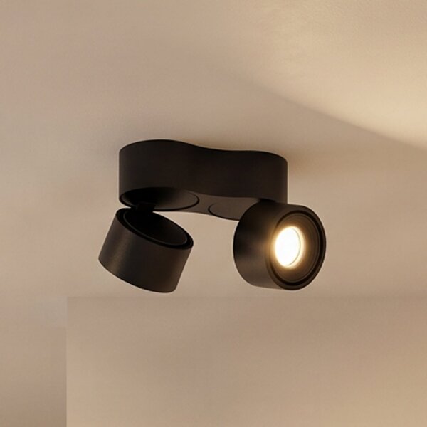 Arcchio LED stropni reflektor Rotari, 1240lm, 2 žarulje, crna, prigušiva, Crno, Dnevni boravak/blagovaonica, Aluminij