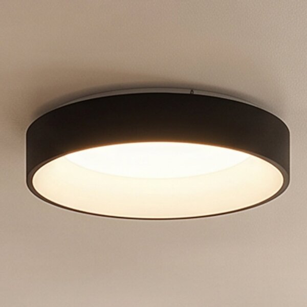 Arcchio LED stropna svjetiljka Aleksi, Ø 45cm, crna, metal, CCT, prigušiva, Crno, Kuhinja, Metal