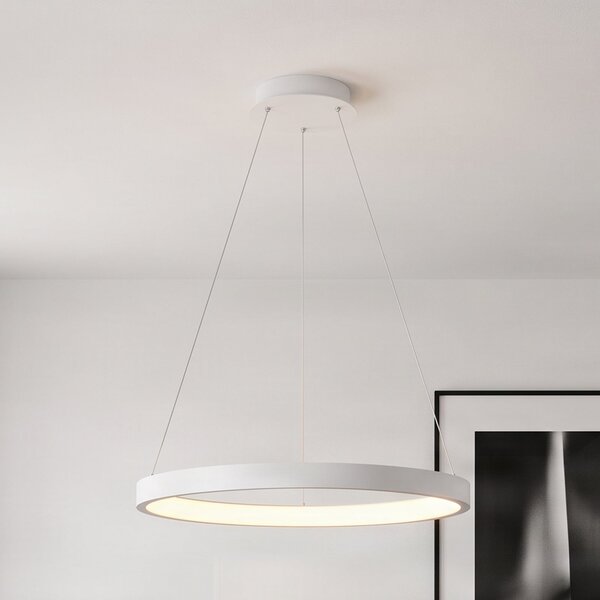 Arcchio Albiona LED viseća svjetiljka, bijela, 1 prsten, Ø 60 cm, prigušiva, Bijela, Kuhinja, Metal