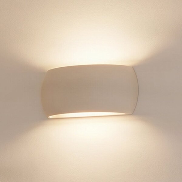 SOLLUX LIGHTING Zidna svjetiljka za zakrivljeno postavljanje, bijela keramika, prigušiva, Bijela, Dnevni boravak/blagovaonica, Keramika