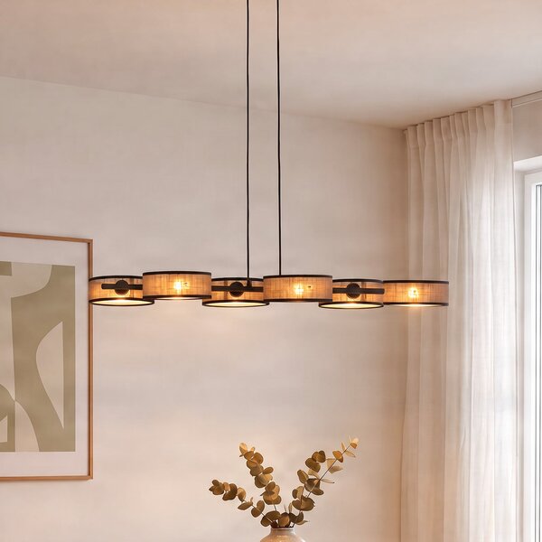 EMIBIG LIGHTING DRUMZ viseća svjetiljka, smeđa, duljina 100 cm, 6 svjetiljki, tkanina, E14, prigušiva, Smeđa / hrđa, Dnevni boravak/blagovaonica, Tkanina / tekstil