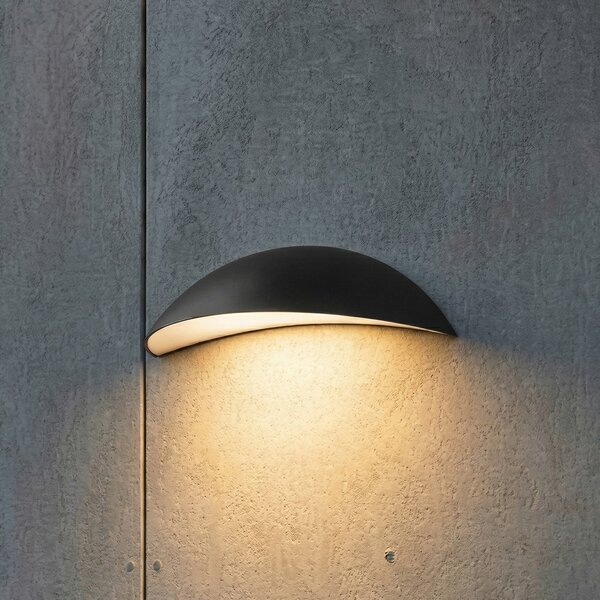 Lindby Zerino LED vanjska zidna svjetiljka, crna, 34,5 cm, IP54, Crno, Aluminij