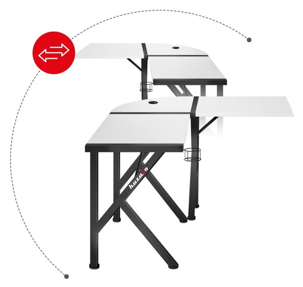 Kutni PC stolić Hyperion 6.3 (crna + bijela)