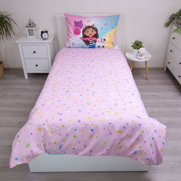 Ružičasta pamučna dječja posteljina za krevet za jednu osobu 140x200 cm Gabby's Dollhouse "Rainbow" – Jerry Fabrics
