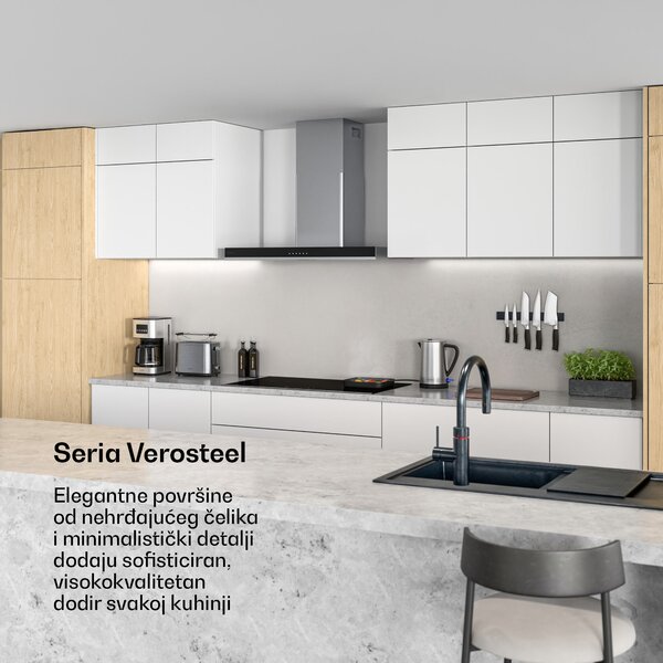 Klarstein Verosteel napa, Elegantna, minimalistička, snažna, Energetski razred A++, 881,6 m³/h, 90 cm