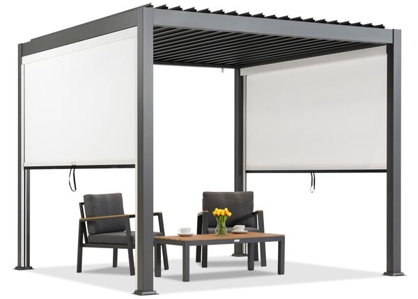 Samostojeća terasa pergola Lagos 3x3 sa dvostranim roletama Garden Point antracit - bijela
