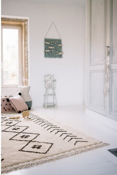 Krem periv/ručno rađen pamučan tepih 140x210 cm Bereber Rhombs – Lorena Canals