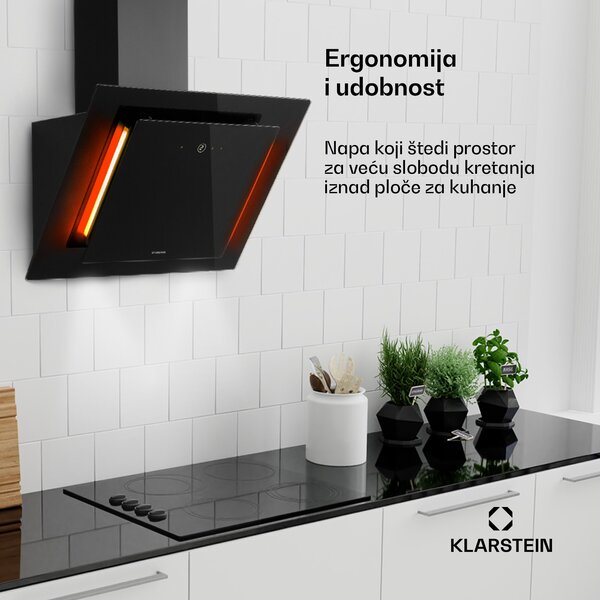 Klarstein Eleonora 60, kuhinjska napa, 456 m³ / h, touchscreen, osvjetljenje, EEK A ++