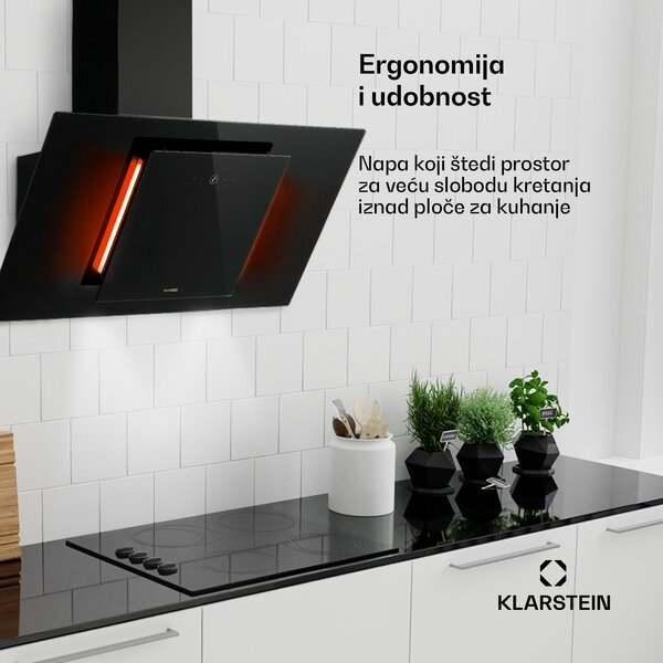 Klarstein Eleonora 90, kuhinjska napa, 420 m³ / h, touchscreen, osvjetljenje, EEK A ++