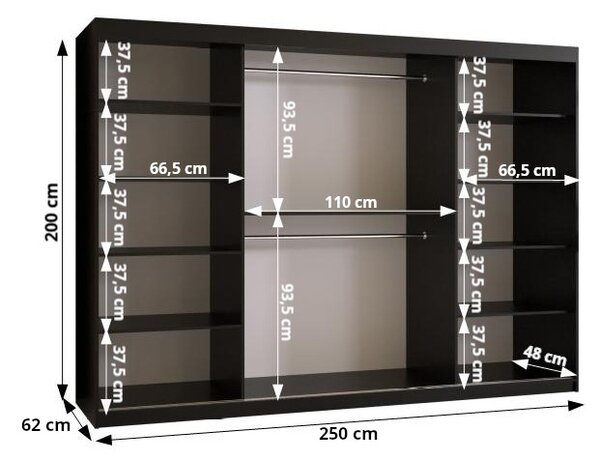 Ormar za garderobu Riven 1 250 (crna mat)