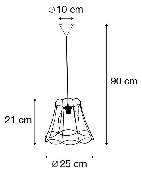 Retro viseća svjetiljka crna 25 cm - Granny Frame