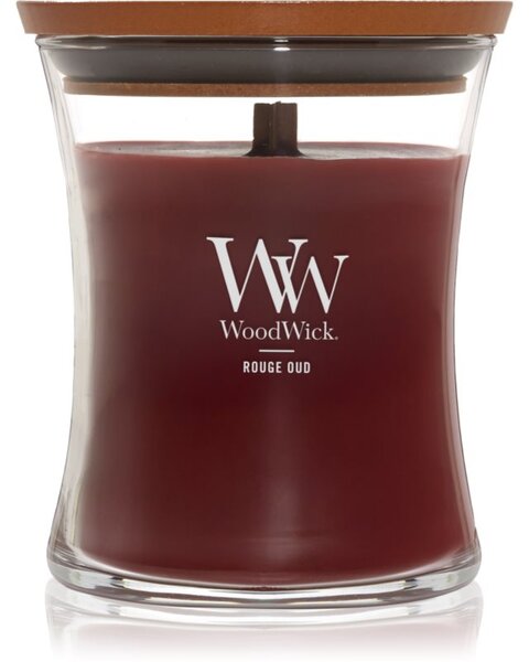 Woodwick Opulent Wood Rouge Oud mirisna svijeća s drvenim fitiljem 275 g