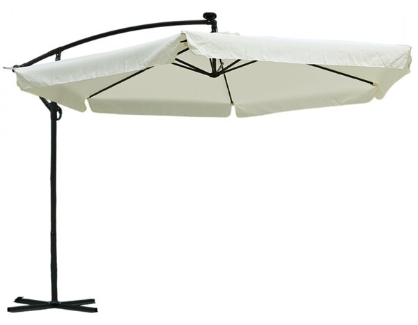 Vrtni suncobran 3,5 m sa solarnim LED svjetlom - krem, UV50+