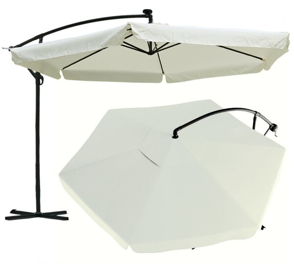 Vrtni suncobran 3,5 m sa solarnim LED svjetlom - krem, UV50+