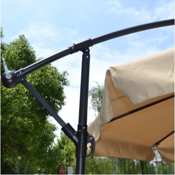 Vrtni suncobran 3,5 m sa solarnim LED svjetlom - krem, UV50+