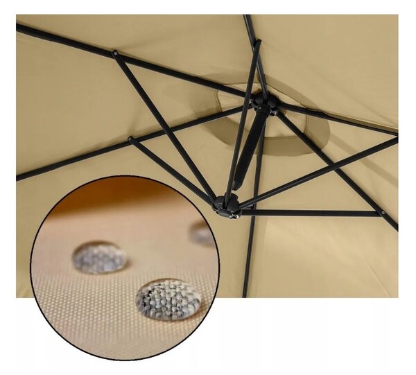 Vrtni suncobran 3,5 m sa solarnim LED svjetlom - krem, UV50+