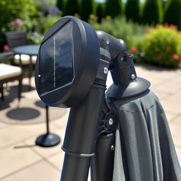 Vrtni suncobran 3,5 m sa solarnim LED svjetlom - krem, UV50+