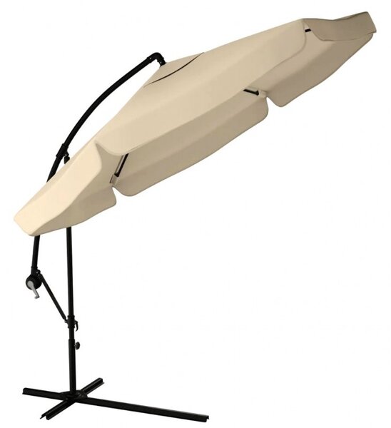 Vrtni suncobran 3,5 m sa solarnim LED svjetlom - krem, UV50+