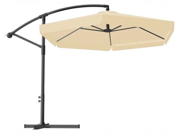 Vrtni suncobran 3,5 m sa solarnim LED svjetlom - krem, UV50+