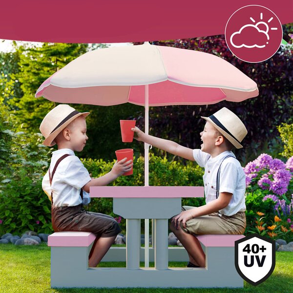 Dječji set za sjedenje sa suncobranom JASMIN, 67x78,5x42,5 cm, roza/siva Spielwerk