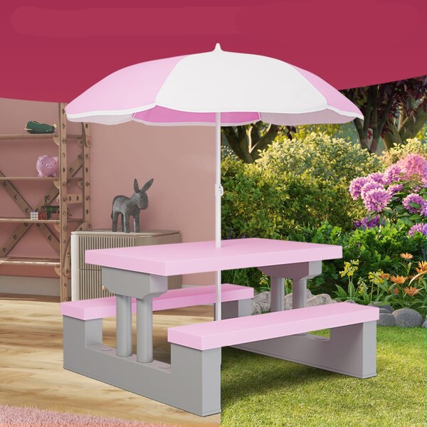 Dječji set za sjedenje sa suncobranom JASMIN, 67x78,5x42,5 cm, roza/siva Spielwerk