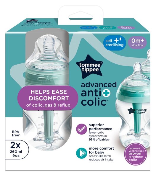 TOMMEE TIPPEE plastična bočica anti-colic 2x260 ml unisex